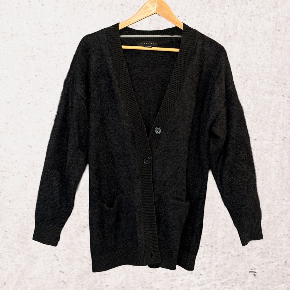 Sanctuary Black Cardigan Sweater V-Neck Long Sleeve
